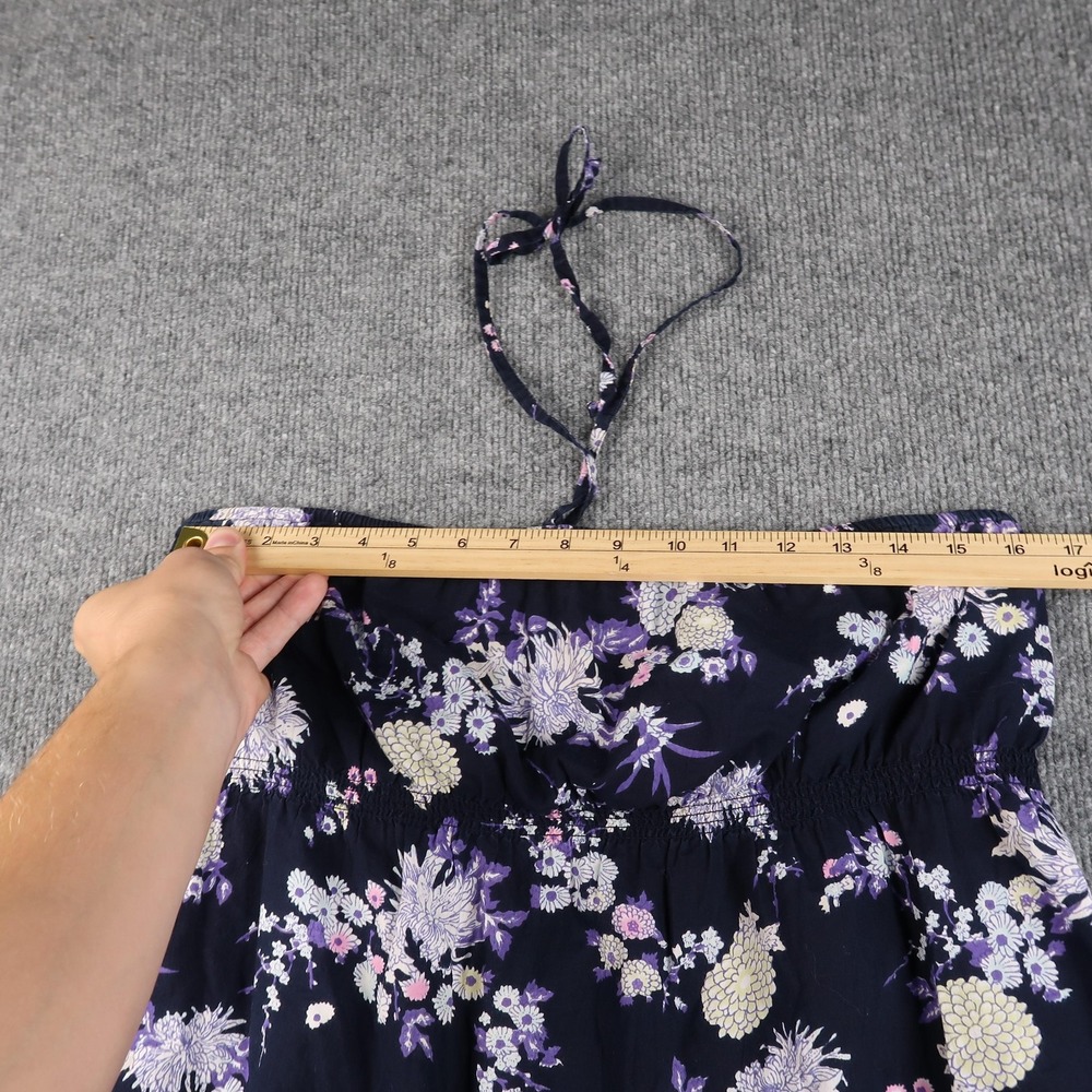 BB Dakota Top Womens XL Navy Blue Purple Floral Print Halter Cotton Summer Boho - Picture 6 of 11